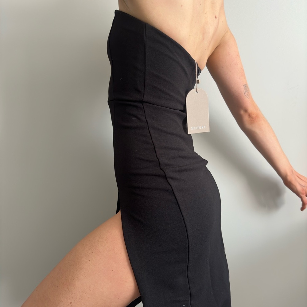 Meshki Black Strapless Dress with Slit - Picture 3 of 4